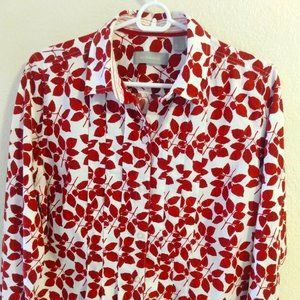 Liz Claiborne:  Beautiful Leaf Pattern Pleated Shirt